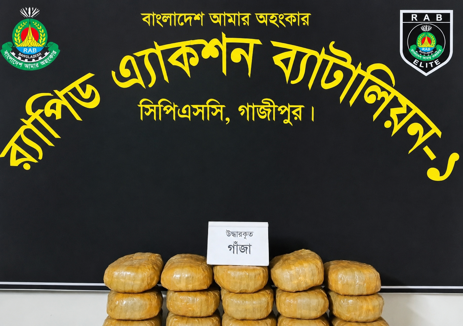 গাজীপুরে পরিত্যক্ত পিকআপ ভ্যান থেকে ৩০ কেজি গাঁজা উদ্ধার