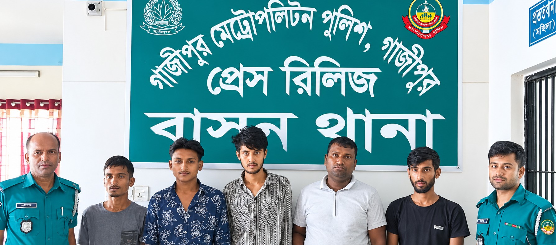 গাজীপুরে বাসন থানা পুলিশের অভিযানে বিভিন্ন মামলার ৬ আসামি গ্রেপ্তার